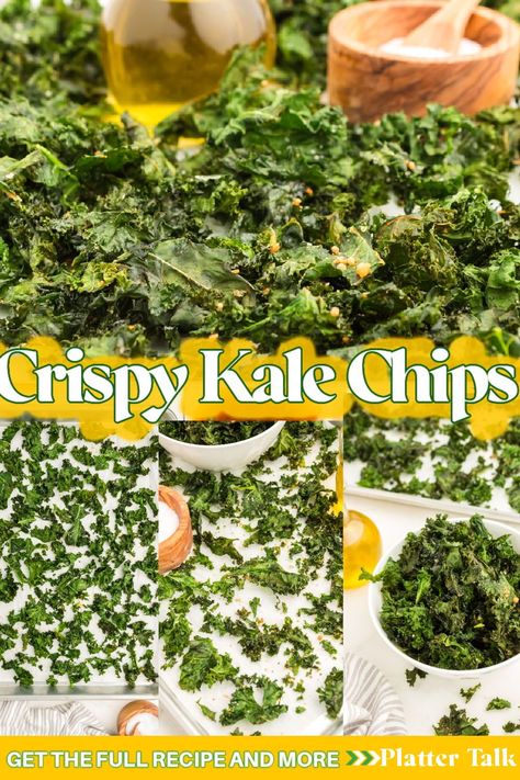 This is a great healthy snack and a delicious way to add some green veggies to your day. These crispy kale chips are a delicious and low-carb snack you can make at home. If you’re trying to work on your healthy eating, these make an excellent replacement for french fries or even tortilla chips. | how to make kale chips in oven | how to make kale chips in an air fryer | kale chips recipe | kale chips oven | kale chips recipe oven | healthy kale chips recipe | kale chips crispy | healthy snacks How To Make Kale Chips In Oven, Kale Chips Recipe Oven, Kale Chips Air Fryer, Air Fryer Kale Chips Recipe, Kale Chips Oven, Air Fryer Kale, Healthy Kale Chips, Baked Zucchini Parmesan, Kale Recipes Healthy