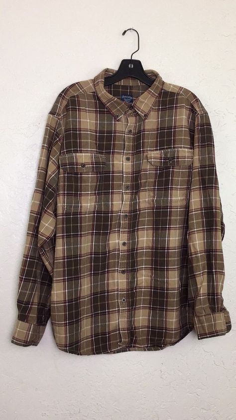 Brown Flannel Outfit, Button Up Shirt Men, Brown Flannel, One Number, Flannel Outfits, Number 7, Dream Clothes, Retro Outfits, Mens Street Style