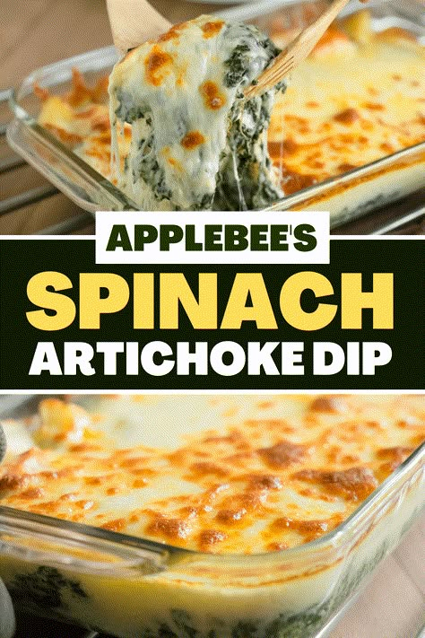 This copycat recipe for Applebee's spinach artichoke dip brings a restaurant appetizer right into your own kitchen! This dip is creamy, rich, cheesy, and to die for! Applebees Copycat Spinach Artichoke Dip, Copycat Spinach Artichoke Dip Applebees, Applebee's Artichoke Spinach Dip, Spinach And Artichoke Dip Recipe Applebees, Restaurant Spinach Artichoke Dip, Copycat Applebees Spinach Artichoke Dip, Applebees Artichoke Spinach Dip, Spinach Artichoke Dip Applebees Recipe, Spinach Artichoke Dip Applebees