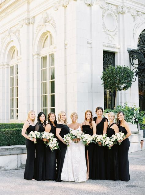 Blake Bridesmaid Dresses, Black Bridesmaid Dresses Different Fabric, Black Crepe Bridesmaid Dress, Black Bridesmaid Dresses White Flowers, Color Guide Bridesmaids Dresses, Mismatch Black Bridesmaids Dresses, Different Black Bridesmaid Dresses, Black Satin Bridesmaid Dresses Long, Black Bridesmaid Dresses Mismatched Classy