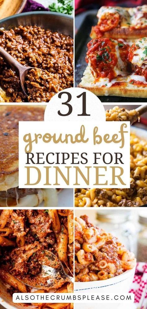 Explore 31 delicious ground beef recipes tailored for family dinners. From comforting casseroles to quick tacos, find the perfect beef dinner tonight. Quick Tacos, Delicious Ground Beef Recipes, Hamburger Dinner Ideas, Crockpot Ground Beef, Easy Ground Beef Stroganoff, Taco Recipes Ground Beef, Mexican Ground Beef, Quick Ground Beef Recipes, Ground Beef Recipes Mexican