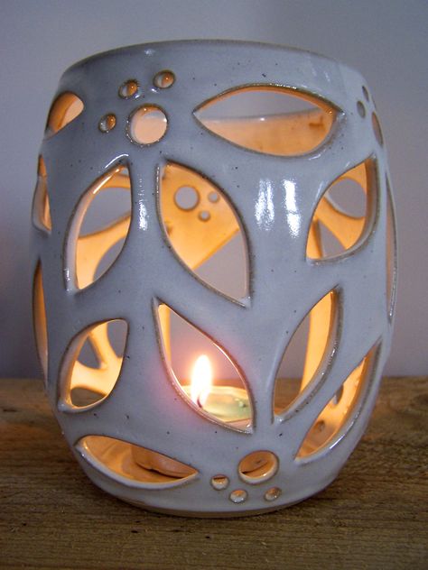 Luminary Pottery Candle Holders, Luminary Clay Projects, Ceramic Lantern Ideas Clay, Pottery Lanterns Clay, Ceramic Candle Lanterns, Ceramic Lantern Handmade, Luminary Ceramic Ideas, Ceramics Lantern, Ceramic Candle Holders Pottery