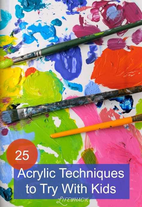 Acrylic painting techniques for kids or beginners - acrylic paint is so versatile and fun to play around with Art Methods, Acrylic Techniques, Start Painting, Painting Activities, Art Curriculum, Acrylic Painting For Beginners, Homeschool Art, Acrylic Painting Techniques, Art Activities For Kids