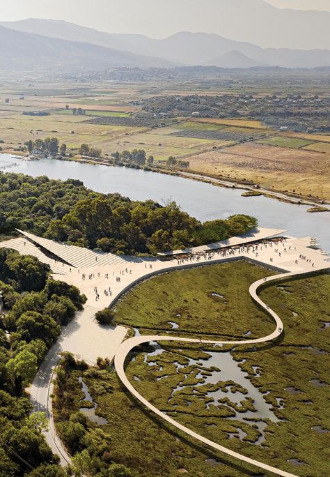 Kengo Kuma wins design of the Butrint National Park visitor centre in Albania Canada Project, Landform, Public Space Design, Kengo Kuma, Architectural Competition, Frame Structure, Slate Roof, Outdoor Gardens Design, Visitor Center