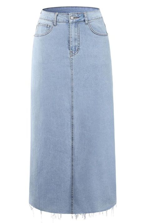 Jean Long Skirt Outfits, Long Blue Jean Skirt Outfits, Blue Jean Skirt Outfits, Jean Skirt Short, Long Jeans Skirt, Jeans Long Skirt, Diy Denim Skirt, Jean Skirt Fashion, High Waisted Jean Skirt