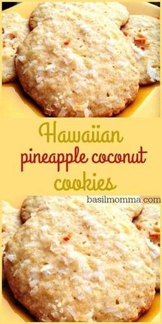 Pineapple Coconut Cookies, Pineapple Cookies, Coconut Cookies Recipes, Chocolate Cookie Recipes, Cookies N Cream Cookies, Coconut Cookies, Crinkle Cookies, Hawaiian Food, Pineapple Coconut