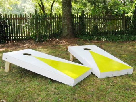 Check out these step-by-step instructions on how to build a regulation cornhole set on HGTV.com. Diy Cornhole Boards, Diy Yard Games, Corn Hole Diy, Fun Outdoor Games, Diy Lawn, Corn Hole, Corn Hole Game, Diy Network, Yard Games