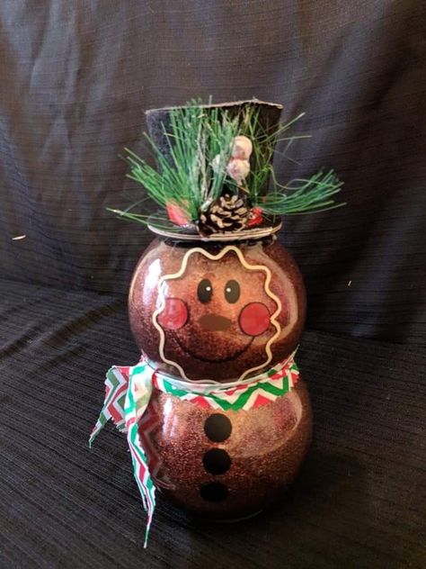 Dollar store fish bowls Fish Bowl Gingerbread Man, Fish Bowl Snowman Dollar Stores, Fish Bowl Christmas Crafts, Fish Bowl Grinch, Santa Fish Bowl Craft, Dollar Tree Fish Bowl Crafts, Fish Bowl Christmas Ideas, Fishbowl Santa, Fish Bowl Crafts