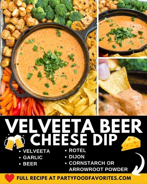 This easy beer cheese dip is made with Velveeta and your favorite beer. It has a rich, creamy flavor! Add your favorite veggies and breadsticks for a delicious party dip. Velveeta Beer Cheese, Velveta Cheese Dip, Velvetta Cheese Dip, Easy Beer Cheese Dip, Christmas Sock Exchange, Easy Beer Cheese, Velveeta Cheese Dip, Rotel Cheese Dip, Oktoberfest Menu