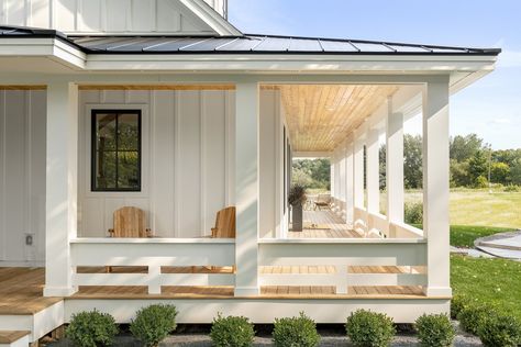 Why we can’t get enough of Front Porch Living — Twin Cities Custom Home Builder || Mark D. Williams Custom Homes Porch Life, California Ranch, Horse Country, Green Pastures, Building A Porch, Modern Ranch, Cost To Build, Fall Front Porch, Ranch Style Home