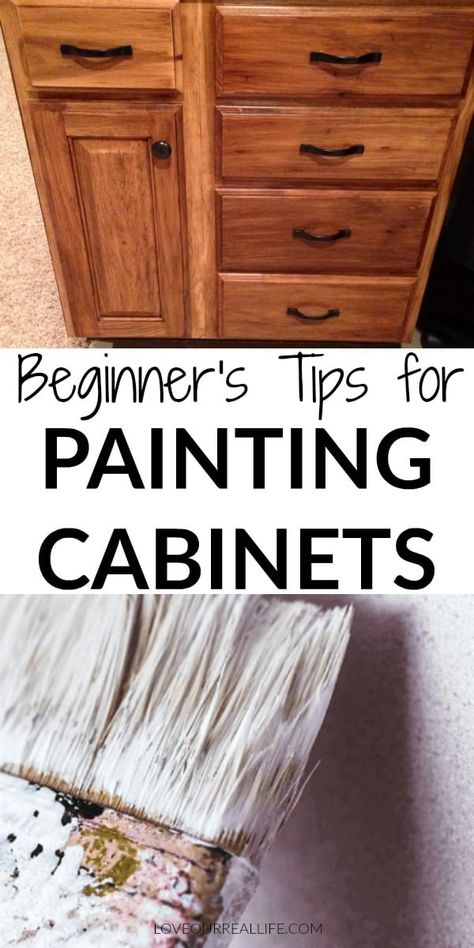 Do you have outdated, old cabinets that need a refresh? Learn how to paint cabinets with this beginner's tutorial. Also learn what NOT to do so your cabinets will be able to withstand the test of time. #cabinets #paint #diy Dining Room Decor Diy, Building Cabinets, Shabby Chic Cabinet, Room Improvement, Paint Cabinets, Paint Tips, Wood Projects For Beginners, Chalk Paint Projects, Old Cabinets