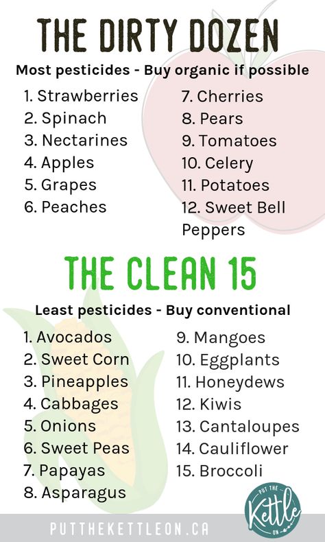 Living Foods, The Dirty Dozen, Clean 15, Environmentally Friendly Living, Dirty Dozen, Food List, Eco Friendly Living, Kitchen Cleaning, Green Kitchen