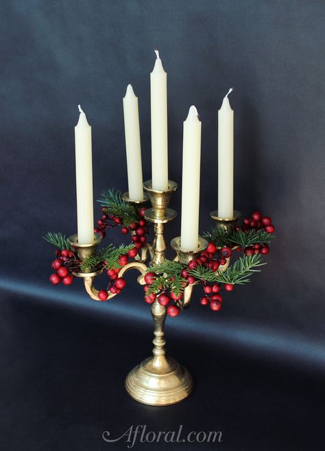 Beautiful Moretti aluminum candelabra in gold. Use this fabulous candelabra as a candle holder or as a decorative container to create a gorgeous floral centerpiece arrangement. Place candles on this c Candleabra Ideas Christmas, Christmas Candelabra Decor, Christmas Candleabras, Christmas Candleabra Centerpiece, Christmas Large Candle Holder, Candelabra Decor, Unity Candle Diy, Gold Candle Holder Christmas, Christmas Candelabra