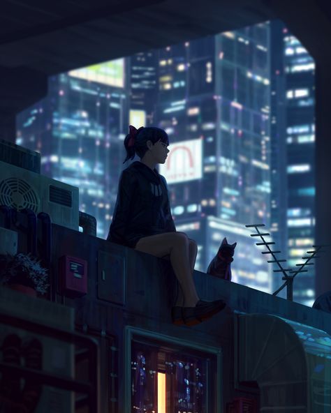 Arte Punk, City At Night, Arte Cyberpunk, Arte Fantasy, 판타지 아트, Scenery Wallpaper, Anime Scenery, Studio Ghibli, Art Sketchbook