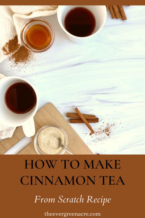 flat lay two cups of cinnamon tea honey cinnamon sticks sugar and sprinkled cinnamon, white background Cinnamon Iced Tea, Cinnamon Powder Uses, Cinnamon Stick Tea, Cinnamon Tea Recipe, Cinnamon Tea Benefits, Scratch Cooking, Cinnamon Benefits, Healthy Nutrition Plan, Cinnamon Tea