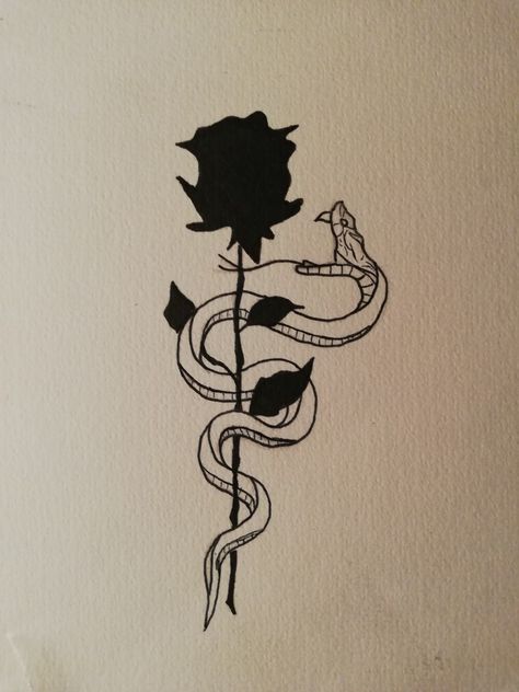 Snake And Rose Drawing, Rose With Snake Tattoo, Rose Snake Tattoo Design, Snake Design Drawing, Snake And Rose Tattoo Design, Rose And Snake Tattoo Design, Rose Snake Tattoo, Rose And Snake Tattoo, Snake Rose Tattoo