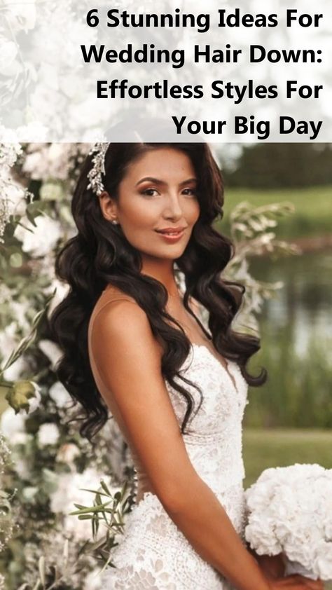 Discover the magic of wearing your hair down on your wedding day with our guide to 6 stunning ideas for wedding hair down. From romantic waves to sleek styles, these effortless looks will enhance your bridal beauty and complement your gown perfectly. Whether you're going for a boho vibe or classic elegance, our curated styles will inspire you to embrace your natural beauty as you walk down the aisle. Make your big day unforgettable with the perfect wedding hairstyle! Wedding Hairs, Hair Down Styles, Romantic Waves, Amazon Hair, Wedding Hair Down, Ideas For Wedding, Hair Down, Bridal Beauty, Sleek Fashion