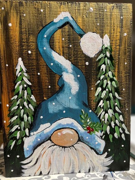 Winter Gnome on wood in 2022 | Christmas paintings, Christmas art, Holiday painting Christmas Nomes Paintings, Christmas Gnomes Painted On Wood, Gnome Christmas Painting, Gnome Painting Canvas Diy, Fall Gnomes Painting, Cool Christmas Ideas, Christmas Gnomes Drawing, Gnome Painting Ideas, Christmas Gnomes Painting