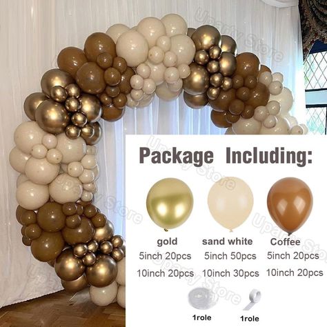 Retro Coffee Brown White Sand Gold Balloons Arch Garland Kit Birthday Party Decor Baby Shower Wedding Decorations Kids Globos - Ballons & Accessories - AliExpress Balloons Arch, Friends Valentines Day, Transparent Balloons, Halloween Party Props, Gold Party Decorations, Mothers Day Decor, Gold Birthday Party, Retro Coffee, Pumpkin Halloween Decorations