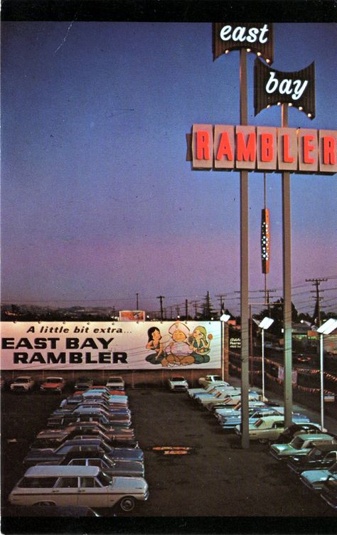 1960’S East Bay Rambler, San Leandro CA San Leandro California, Wheeler Dealers, Used Car Lots, East Bay Area, 2022 Goals, New Car Smell, American Motors Corporation, Car Display, Car Dealerships