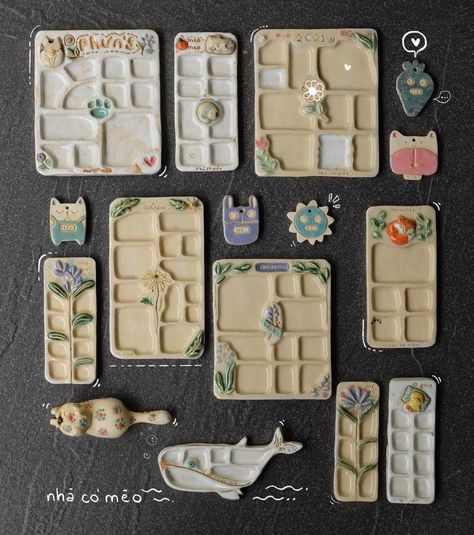 Diy Ceramic Paint Palette, Ceramic Pallet Ideas, Clay Paint Pallet Ideas, Diy Clay Paint Palette, Clay Paint Pallet, Ceramic Pallet, Clay Organizer, Clay Paint Palette, Ceramic Paint Palette