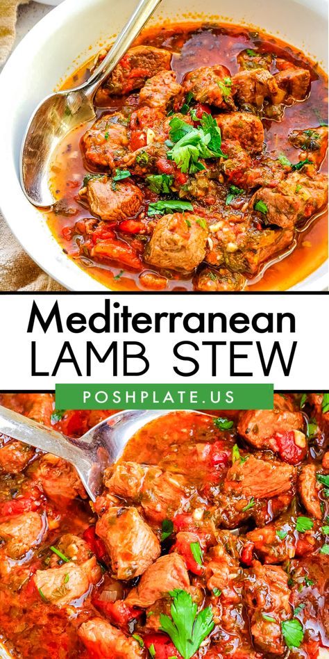 Move over beef; there is a new star in town that helps take stew to a new level. This Mediterranean Lamb Stew is full of nutritious, hearty, bold flavors that are perfect for a cold night. In addition, the stew is made in one pot, making it the perfect weeknight meal. Boneless Lamb Recipes, Diced Lamb Recipes, Easy Lamb Stew, Lamb Stew Meat, Mediterranean Lamb, Lamb Roast Recipe, Mediterranean Snacks, Leftover Lamb, Lamb Stew Recipes