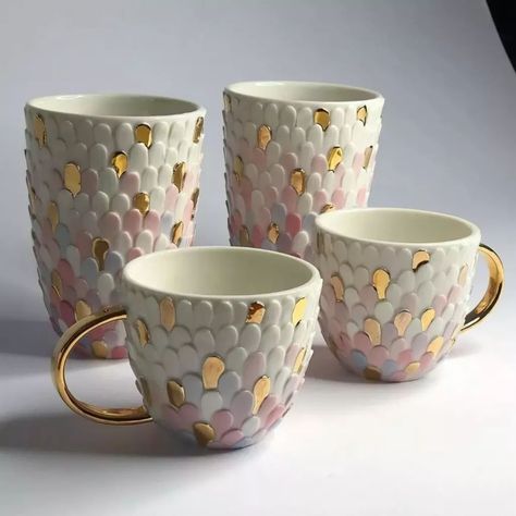 Pottery Magazine on Instagram: “Ceramic art by Laima Laurina For more inspiration follow @laurinsceramics . . . #pottery #potterylove #instapottery #potteryart…” Ceramics Crockery, Gold Pottery, The Rainbow Fish, Porcelain Handmade, Dinnerware Set Modern, Crockery Design, Tea Cup Design, Fine Dinnerware, Hand Crafts For Kids