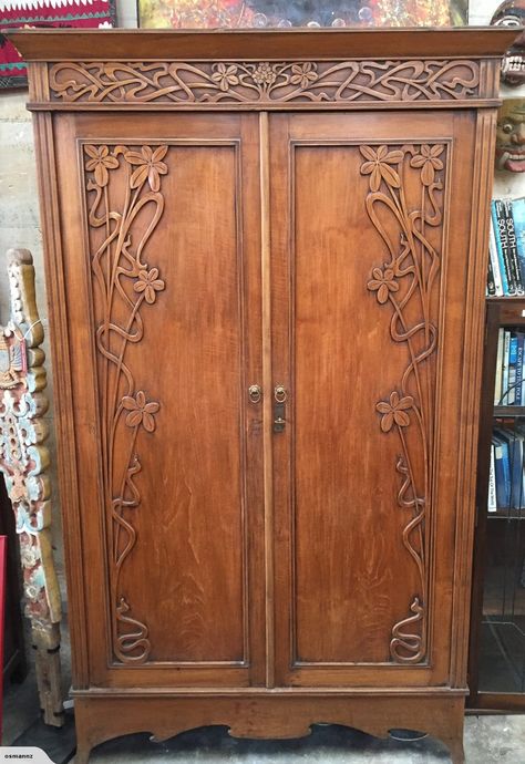 Art Nouveau Cupboard | Trade Me Art Nouveau Bedroom Furniture, Art Nouveau Closet, Art Nouveau Kitchen Cabinets, Art Nouveau Armoire, Art Nouveau Dresser, Art Nuevo Furniture, Art Nouveau Bookcase, Art Nouveau Bookshelf, Art Nouveau Wardrobe