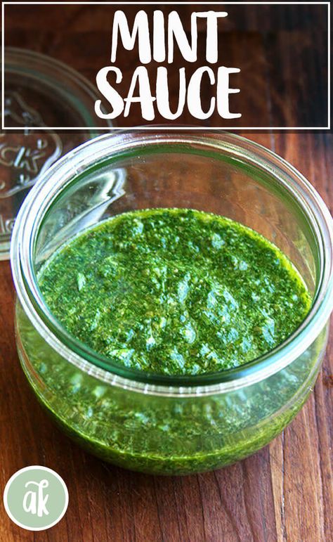 This mint sauce is fresh and bright and not at all like mint jelly — it tastes more like a salsa verde or a nut- and cheese-free pesto. It's the kind of sauce you'll end up drizzling all over your plate, dragging your spears of roasted asparagus through, and mopping up with your bread throughout your meal. #mint #sauce #fresh #bright #nigella Lamb Chop Mint Sauce, Homemade Mint Sauce, Mint Jelly For Lamb, Lemon Ricotta Cheesecake, Lamb Roast Recipe, Homemade Pantry, Greek Easter, Mint Sauce, Mint Recipes