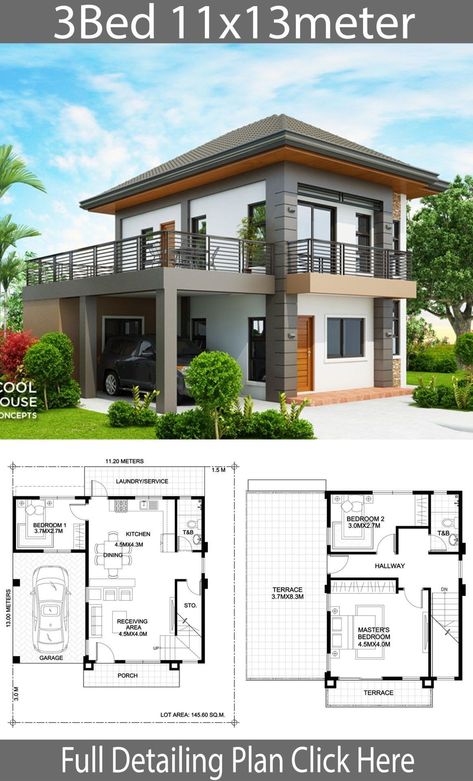 Casa de dos plantas Philippines House Design, Two Story House Design, Exterior Drawing, 2 Storey House Design, Two Story House, Modern Bungalow House, House Plan Gallery, Sims House Plans, House Arch Design