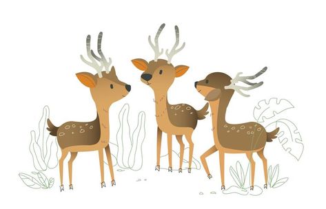 Deer Character, Garden Cartoon, Deer Cartoon, Alphabet Drawing, Illustration Art Nouveau, Fall Drawings, Deer Illustration, Vector Character Design, Cute Deer