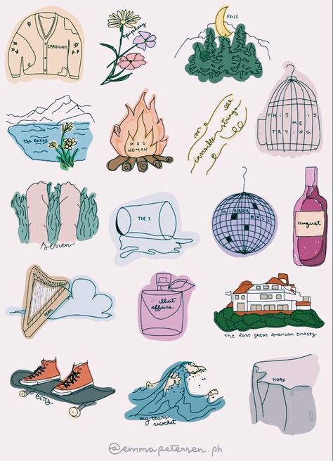 Folklore Stickers, Taylor Swift Drawing, Folklore Art, Taylor Swift Tattoo, August Taylor, Taylor Swift Folklore, Theme Tattoo, Taylor Swift Party, Diy Kostüm