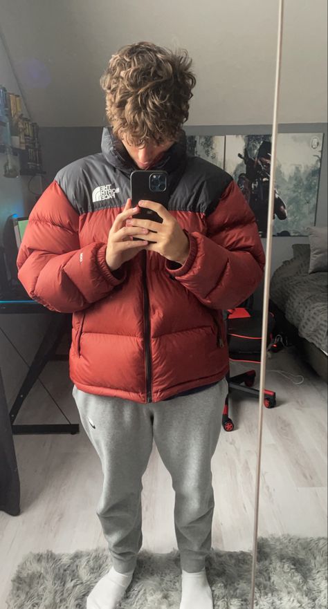 rare puffer the north face aesthetic #fashion #thenorthface #puffercoat #aesthetic #curly #outfit #outfitideas #puffervest #redpuffer The North Face Aesthetic, Northface Jacket Outfit, Curly Outfit, North Face Aesthetic, Curly Boy, Puffer Vest Outfit, North Face Jacket Mens, North Face Outfits, North Face 700