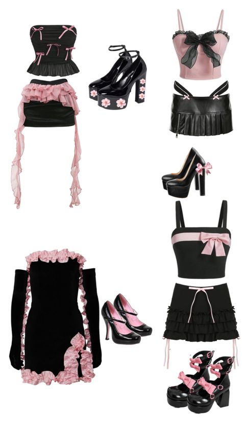 Chocella Outfits, Korean Fashion Kpop Inspired Outfits, Korean Outfits Kpop, Black And Pink Dress, Korean Fashion Kpop, Quick Outfits, Ulzzang Fashion, Kpop Fashion Outfits, Cute Simple Outfits