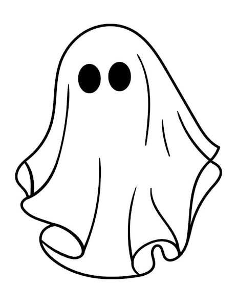 How To Paint A Sheet Ghost, Ghost Outline Drawing, Basic Ghost Drawing, Basic Cartoon Drawing, Ghost Sillouhette, Cool Ghost Drawing, Ghost Print Out, Cute Ghost Design, How To Draw A Ghost Easy