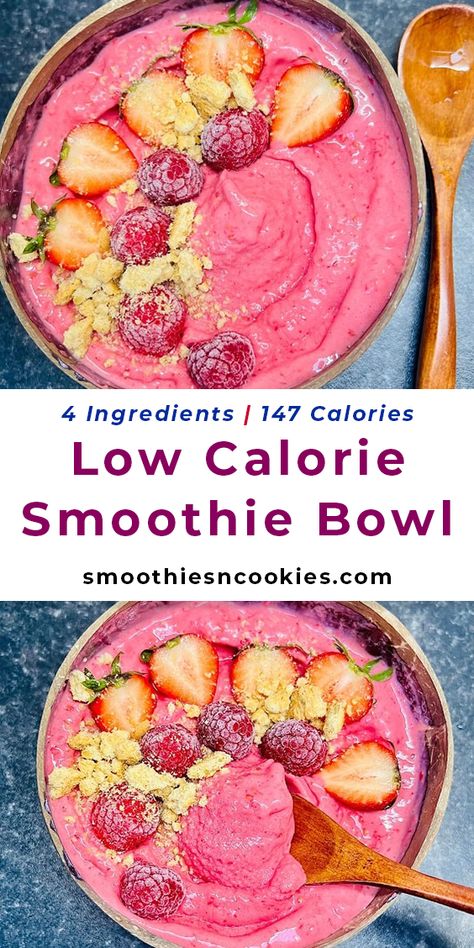 Low Calorie Smoothie Bowl Low Calorie Smoothie Bowl, Homemade Smoothie Bowl, Yogurt Smoothie Bowl, Smoothie Bowls Recipe Easy, Smoothie Bowl Recipe Healthy, Bowl Recipes Easy, Protein Smoothie Bowl, Low Calorie Smoothies, Smoothies Healthy