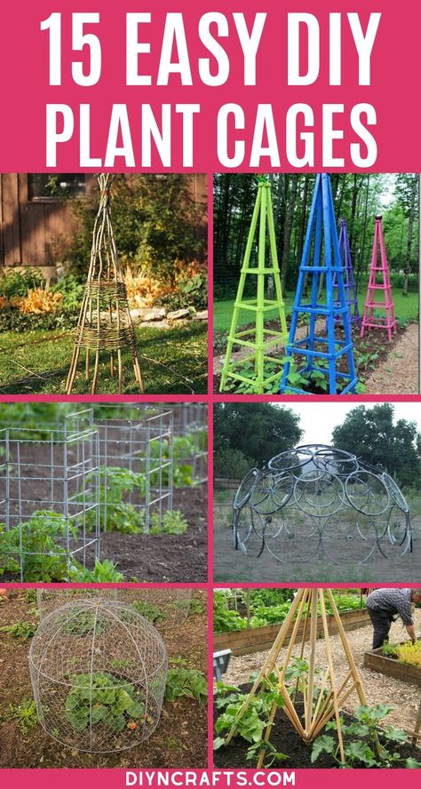 Keep your plants standing tall with this great list of DIY plant stands, plant cages, and plant supports! Make your own with easy to follow tutorials! #gardening #plants #homemade #woodworking #PlantStands #PlantCages #PlantSupports #Garden #GardenSupplies Garden Plant Supports Diy, Plant Cage Ideas, Pepper Plant Support, Hydrangea Support Ideas, Diy Plant Support Ideas, Homemade Trellis Ideas, Graden Idea, Garden Cages, Trellis Ideas Garden