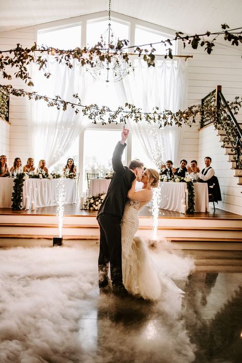 Cold sparks and dry ice on the dance floor? Yes please! This was the most talked about thing on our wedding day and really set the tone for the rest of the reception! Cold Sparks Wedding, Dry Ice Wedding, First Dance Ideas, Ice Wedding, Dance Ideas, Sparks Fly, Wedding Color Inspiration, Dry Ice, Ideas For Wedding