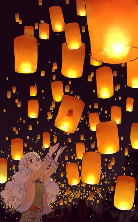 Sky lanterns by Semcool on DeviantArt Anime Lantern, Lanterns Drawing, Madrid Christmas, Kardashian Christmas, Dyker Heights, Lantern Drawing, Lantern Illustration, Flying Lantern, Lights Aesthetic