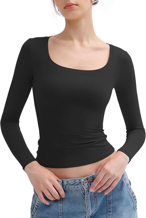 Price:$25.99
Classic Design: Featuring scoop neck design and standard T-shirt length, this sexy tops adaptability effortlessly transitions from a inner layer to a crop top when stacked at the waist, making it a must-have piece for those seeking to the fashion trend. #womenswear #womensstyle #fashion #tshirt Going Out Tops, Basic Tee, Long Sleeve T Shirts, Neck Designs, Women's Style, Autumn Winter Fashion, Women Long Sleeve, Winter Fashion, Scoop Neck