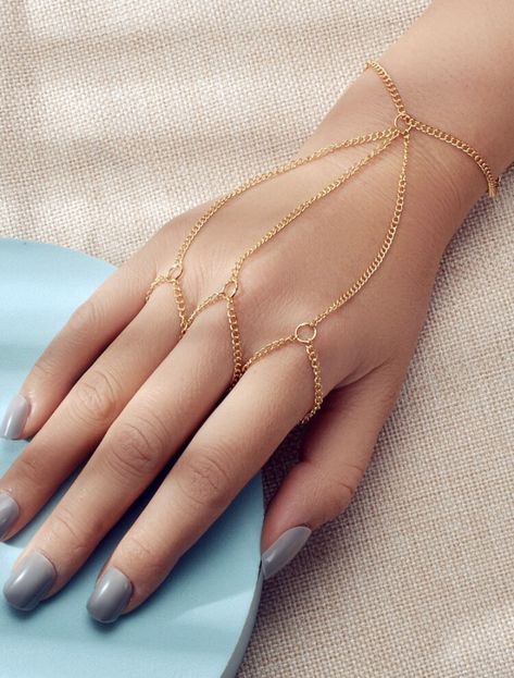 Ring,gold,bracelet,chain,fashion,simple,affordable,elegant,stylish,shein Palm Bracelet, Hand Jewelry Rings, Hand Chain Jewelry, Finger Bracelets, Link Jewelry, Hand Chain Bracelet, Pretty Jewelry Necklaces, Fancy Jewellery Designs, Ring Hand