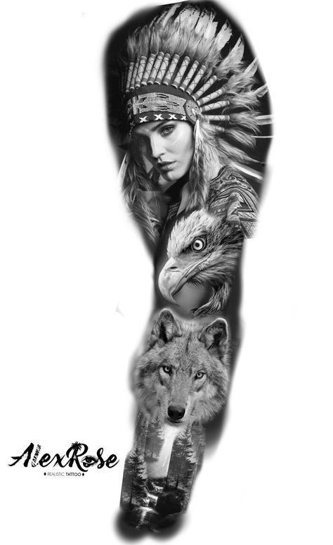 Tattoo Indien, Red Indian Tattoo, Indian Girl Tattoos, Alex Rose, Wilderness Tattoo, Indian Tattoo Design, Tattoo Homme, Lion Tattoo Sleeves, Native American Tattoo