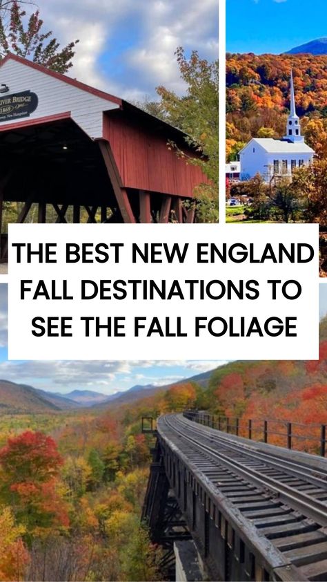 Looking for the best New England fall destinations? We've got you!. Lately, the northeastern USA has been gaining popularity during the autumn season. Let's embark on an unforgettable journey filled with colorful landscapes and cozy vibes. Discover hidden gems and create lasting memories amidst nature's breathtaking beauty in every corner of New England this fall season! New England Autumn Road Trips, New England In The Fall, New England Autumn, Fall Destinations, Fall Foliage Road Trips, Maine Road Trip, Maine Trip, Vermont Vacation, Trip Aesthetic