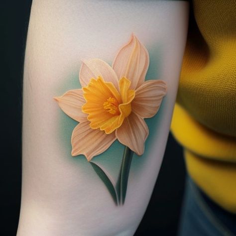 77 March Birth Flower Tattoo Ideas (Daffodils) - TattooClue.com March Birth Flower Tattoo, Birth Flower Tattoo Ideas, Daffodil Bouquet, March Birth Flower, Daffodil Tattoo, March Birth Flowers, Flower Tattoo Ideas, Spring Months, Birth Flower Tattoos