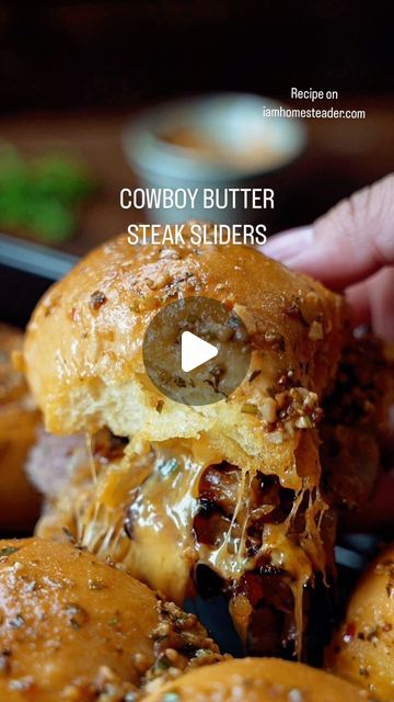 Amanda Rettke on Instagram: "Click the link in my profile for full recipe! #iamhomesteader #homesteadrecipes #steaksliders #cowboybutter  RECIPE: https://iamhomesteader.com/cowboy-steak-sliders/" Cheese Steak Sliders, Amanda Rettke, Steak Sliders, Cowboy Steak, Philly Cheese Steak Sliders, Meals Of The Day, Cheese Steak, Philly Cheese, Steak Butter