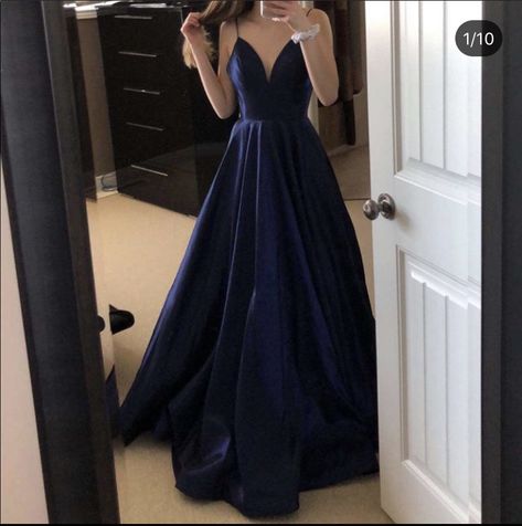 Dark Blue Prom Dress Long Simple, Prom Dresses Long Dark Blue, Night Blue Prom Dress, Dark Blue Gala Dress, Dark Blue Prom Dresses Long, Dark Blue Dress Formal Long, Midnight Blue Dress Prom, Dark Blue Silk Prom Dress, Prom Dress Midnight Blue