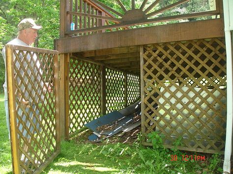 storage under deck | Flickr - Photo Sharing! Deck Under Deck, Storage Under Deck, Lattice Door, Lattice Deck, Under Deck Storage, Deck Skirting, Under Deck, Deck Framing, Deck Storage