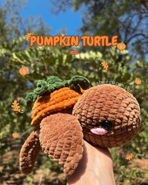 We love pumpkins even if they are out of season! ✨🎃 🎃made by: me 🙋🏽‍♀️ 🎃turtle base pattern: @crochetbygenna (with modifications on attaching the fins) 🎃pumpkin shaped shell: by me 🎃stem pattern: createeveryday2008 (on utube) 🎃dimensions: approx. 22x25 cm #halloween #spooky #spookyseason #pumpkin #turtle #seaturtle #amigurumis #amigurumi #amigurumilove #amigurumiaddict #crocheting #crochetlove #crochetaddict #amigurumipumpkin #crochetpumpkin #crochetturtle #cute #yarn #yarnaddict #yarnlov... Pumpkin Turtle Crochet Pattern Free, Pumpkin Turtle Crochet, Halloween Crochet Ideas Free Patterns, Crochet Ideas Halloween, Crochet Halloween Plushies, Crochet Halloween Ideas, Halloween Crochet Plushies, Halloween Crochet Ideas, Halloween Plushies