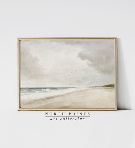 Staging Artwork, Neutral Landscape Painting, North Prints, Antique Wall Decor, Printable Vintage Art, Etching Prints, Tree Sketches, Coastal Painting, Seascape Art