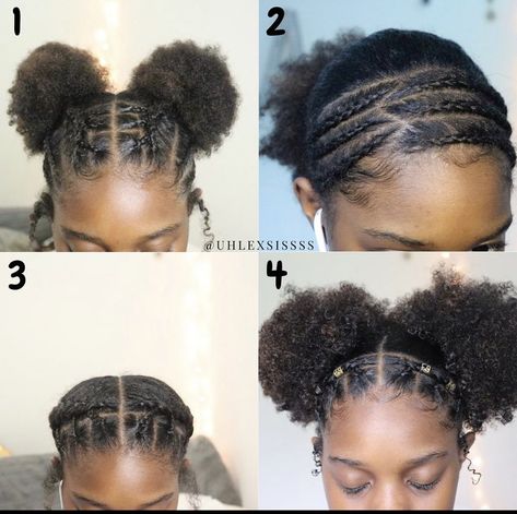 Easy Hairstyles On Short 4c Hair, Easy Natural Hair Styles For Black Women Simple Short Hairstyles, How To Braid Short Hair Black, Two Puffs Natural Hair Hairstyles 4c Short, Braid And Puff Natural Hair, Natural Hair Styles Easy 4c Short Puff, Medium Length 4c Hair, Cute Hairstyles For Medium Length, Rubber Band Hairstyle